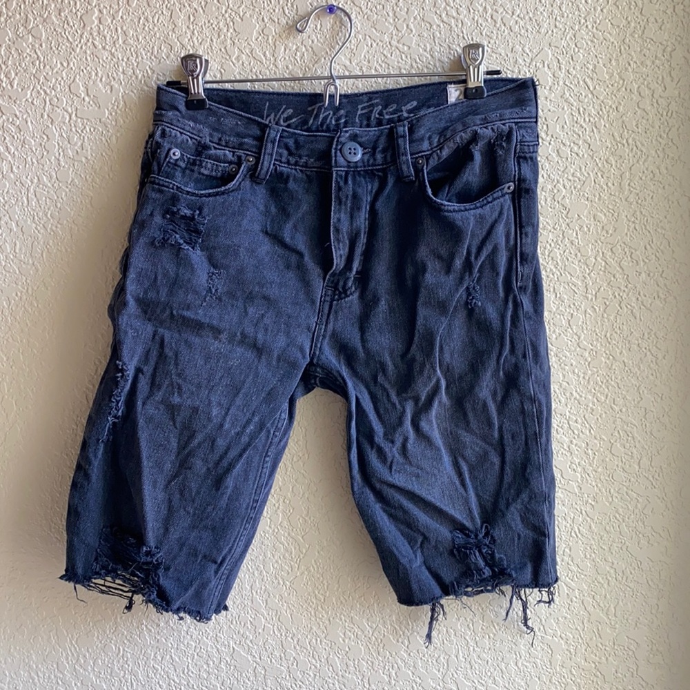 Black distressed knee length Free People shorts